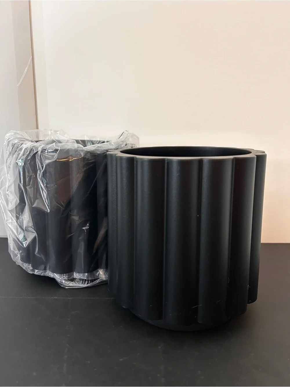 Threshold Matte Black Ribbed Planter